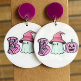 Halloween Theme Purple Disc Earrings for Lady