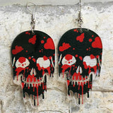 Halloween Blood Handprints Skull Acrylic Earrings