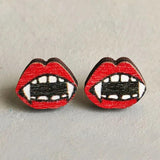 Spooky Red Lips and Fangs Halloween Earrings for Women