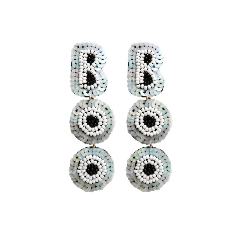 Punk Style Rice Bead Earrings Hand Woven Letter Sequins Personalized Halloween