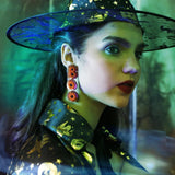 Punk Style Rice Bead Earrings Hand Woven Letter Sequins Personalized Halloween