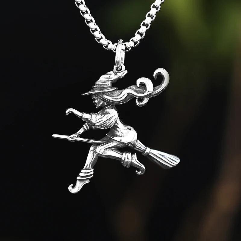 Witch On Broomstick Halloween Charm Pendant - Magician Pendants