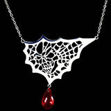 Halloween Gothic Spider Web Choker Necklace Stainless Steel Goth Skull