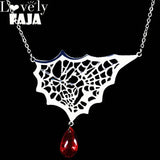 Halloween Gothic Spider Web Choker Necklace Stainless Steel Goth Skull