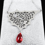 Halloween Gothic Spider Web Choker Necklace Stainless Steel Goth Skull