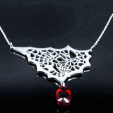 Halloween Gothic Spider Web Choker Necklace Stainless Steel Goth Skull