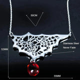 Halloween Gothic Spider Web Choker Necklace Stainless Steel Goth Skull