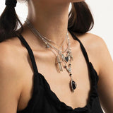 Halloween Punk Necklace Heart Layered Chain Pendant Jewelry