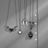 Halloween Punk Necklace Heart Layered Chain Pendant Jewelry
