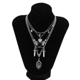 Halloween Punk Necklace Heart Layered Chain Pendant Jewelry