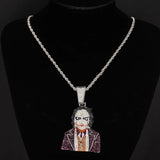 Horror Clown Pendant Iced Out Bling Chain 69 Halloween Cosplay Necklace