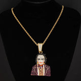 Horror Clown Pendant Iced Out Bling Chain 69 Halloween Cosplay Necklace