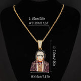 Horror Clown Pendant Iced Out Bling Chain 69 Halloween Cosplay Necklace