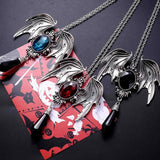 Halloween Bat Wing Gemstone Pendant Gothic Necklace