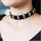 Skull Choker Collar Goth Necklace Leather Jewelry Halloween Costume