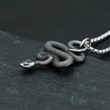 Gothic Snake Pendant Necklace Men Stainless Steel Animal Charm Retro