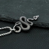 Gothic Snake Pendant Necklace Men Stainless Steel Animal Charm Retro