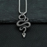 Gothic Snake Pendant Necklace Men Stainless Steel Animal Charm Retro