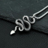 Gothic Snake Pendant Necklace Men Stainless Steel Animal Charm Retro
