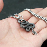 Gothic Snake Pendant Necklace Men Stainless Steel Animal Charm Retro