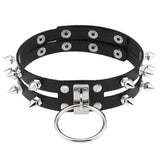 Goth Punk Studded PU Leather Choker Necklace for Women Girl