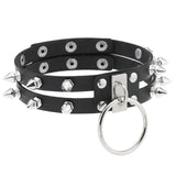 Goth Punk Studded PU Leather Choker Necklace for Women Girl