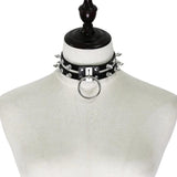 Goth Punk Studded PU Leather Choker Necklace for Women Girl