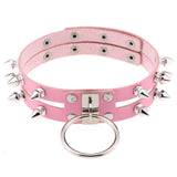 Goth Punk Studded PU Leather Choker Necklace for Women Girl