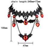 Retro Bat Lace Neckchain Halloween Costume Necklace