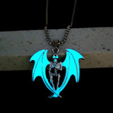 Glow Skull Head Flame Wings Men's Pendant