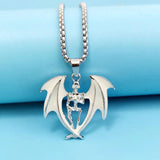 Glow Skull Head Flame Wings Men's Pendant