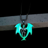 Glow Skull Head Flame Wings Men's Pendant