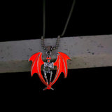 Glow Skull Head Flame Wings Men's Pendant
