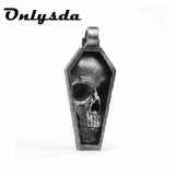 Punk Rock Stainless Steel Skull Coffin Pendant Necklace