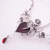 Crystal Red Heart Pendant Necklace Gothic Rose Choker Halloween Party