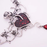 Crystal Red Heart Pendant Necklace Gothic Rose Choker Halloween Party
