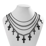 Gothic Cross Pendant Necklace Punk Cuban Link Chain Choker Halloween Jewelry