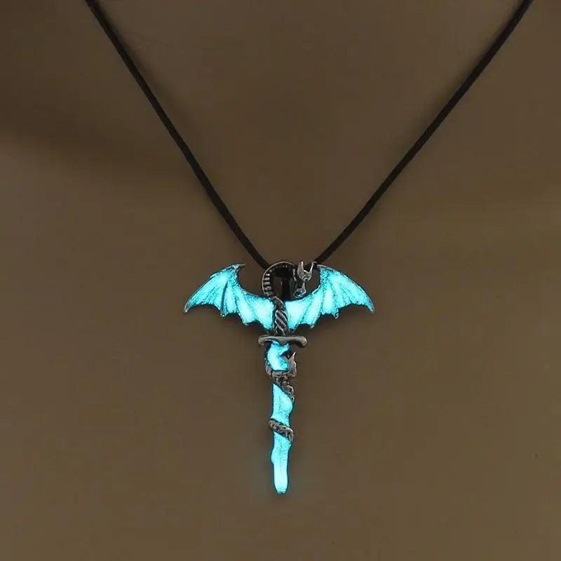 Halloween Rock Dragon Sword Necklace