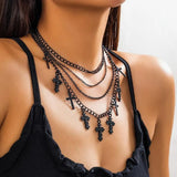 Gothic Cross Pendant Necklace for Women Halloween Cosplay Jewelry