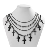 Gothic Cross Pendant Necklace for Women Halloween Cosplay Jewelry