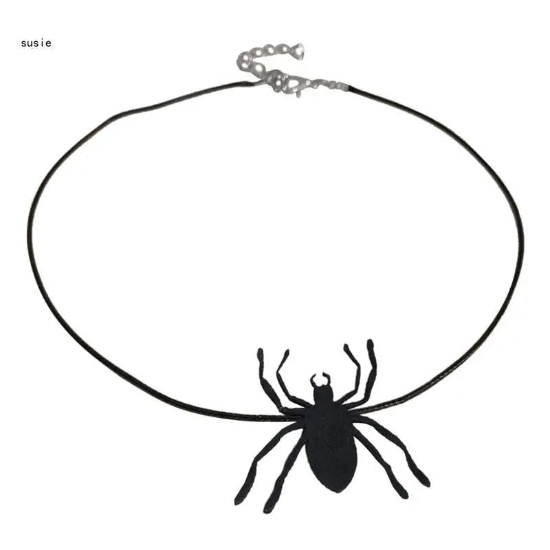 Punk Bat Charm Necklace Halloween Spiders Pendant Witch Hat Choker