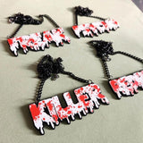 Halloween Necklace Punk Gothic Dripping Blood Splatter Freak Statement