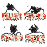Halloween Necklace Punk Gothic Dripping Blood Splatter Freak Statement