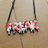 Halloween Necklace Punk Gothic Dripping Blood Splatter Freak Statement