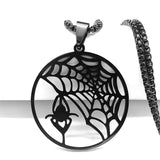 Gothic Spider Web Pendant Necklace Stainless Steel Halloween N4251S03