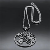 Gothic Spider Web Pendant Necklace Stainless Steel Halloween N4251S03