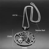 Gothic Spider Web Pendant Necklace Stainless Steel Halloween N4251S03
