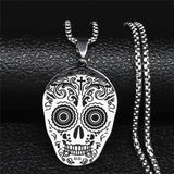 Gothic Skull Skeleton Necklace Stainless Steel Punk Pirate Choker Halloween Gift