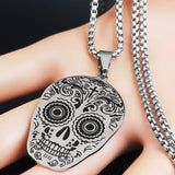 Gothic Skull Skeleton Necklace Stainless Steel Punk Pirate Choker Halloween Gift