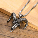 Baphomet Satanic Goat Head Skull Pendant Stainless Steel Necklace